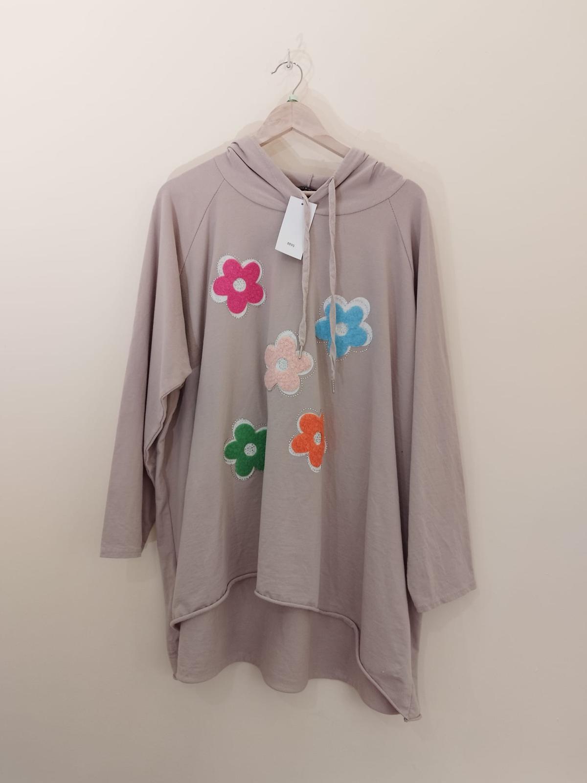 Sweatshirt mit Blumen ONE SIZE -NEU-