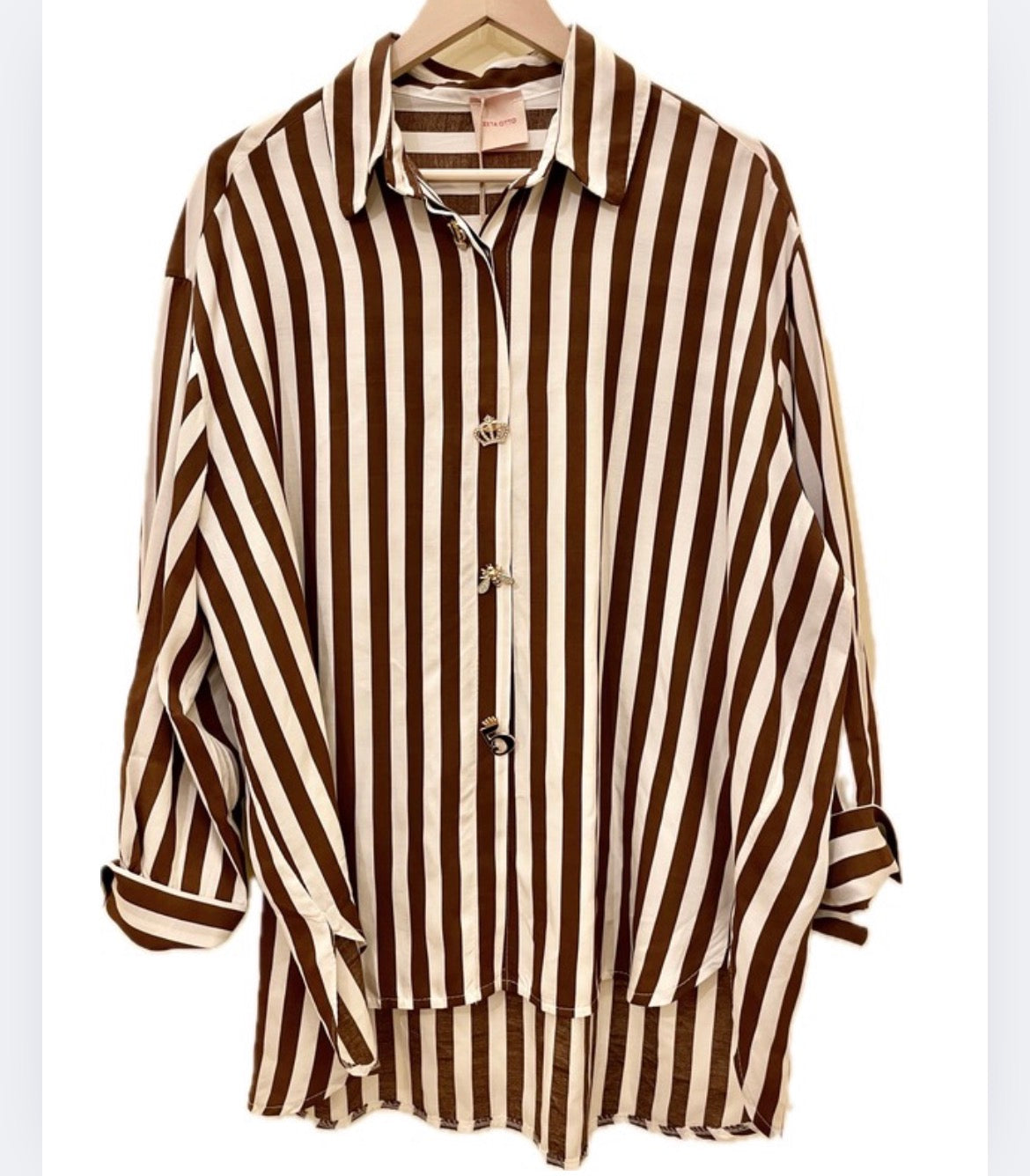 Zeta Otto Bluse Creme/Braun gestreift Gr. 40-46 NEU