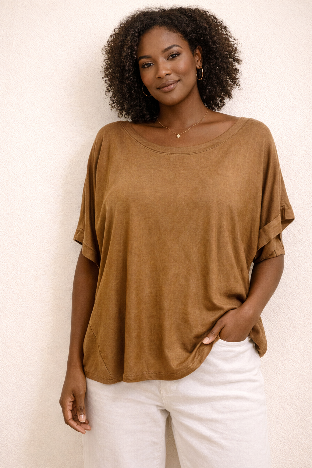 T-Shirt gold/braun One Size -NEU-