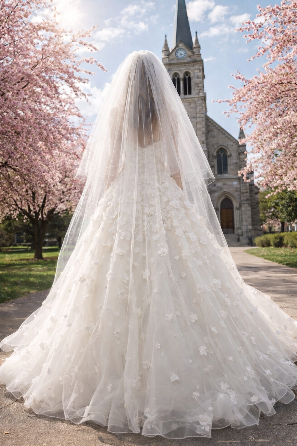 Bianco Vita Brautkleid Gr. 34-38 mit 3D Blumen