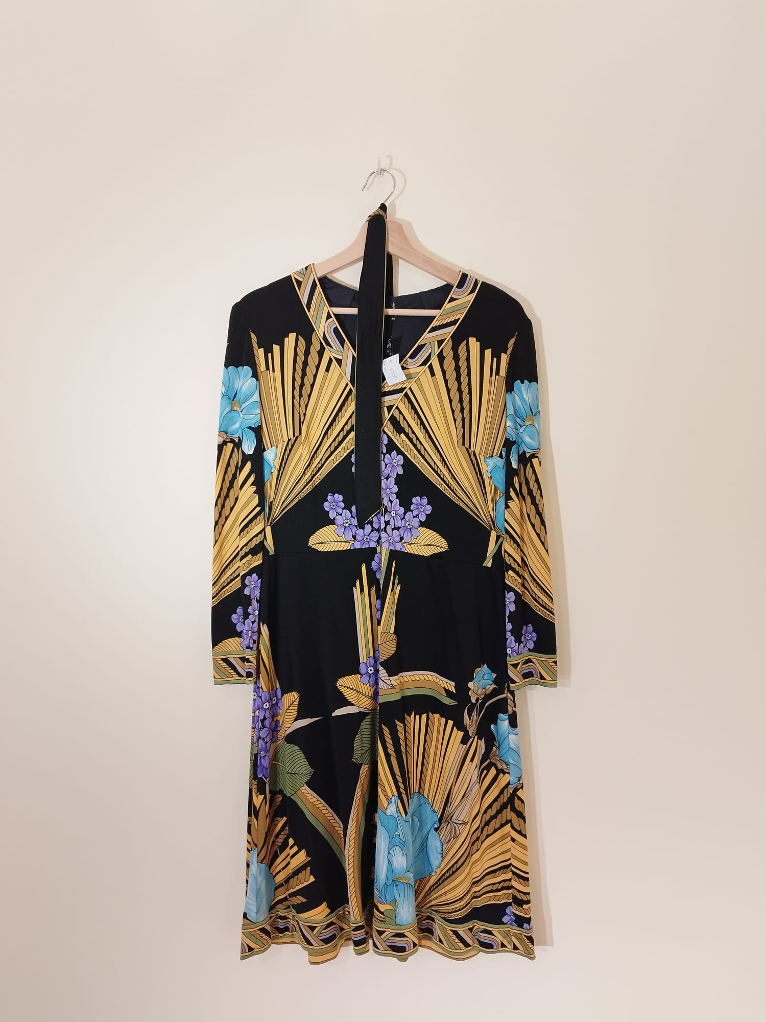 Vintage Kleid schwarz/gold mit Muster