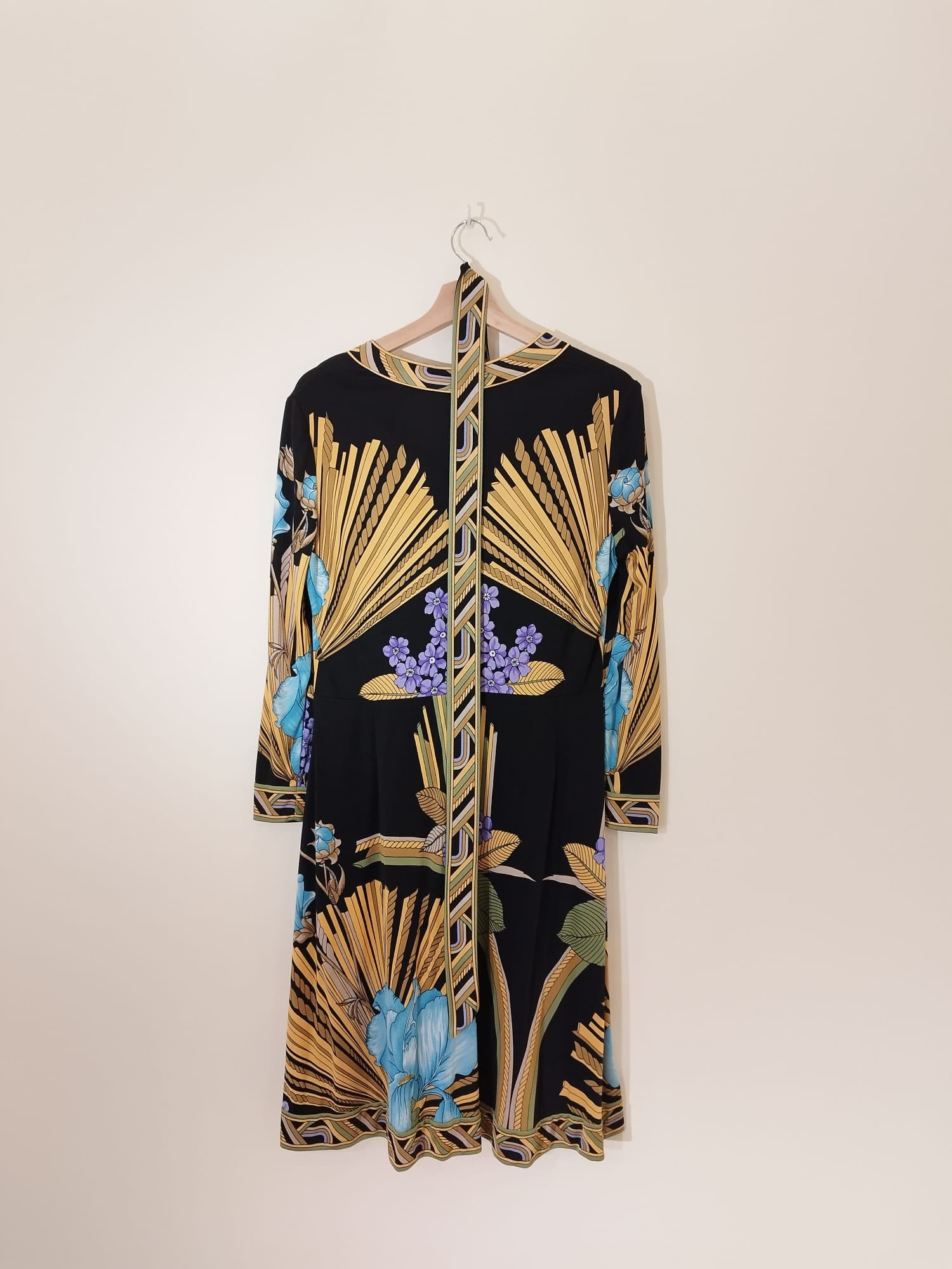 Vintage Kleid schwarz/gold mit Muster