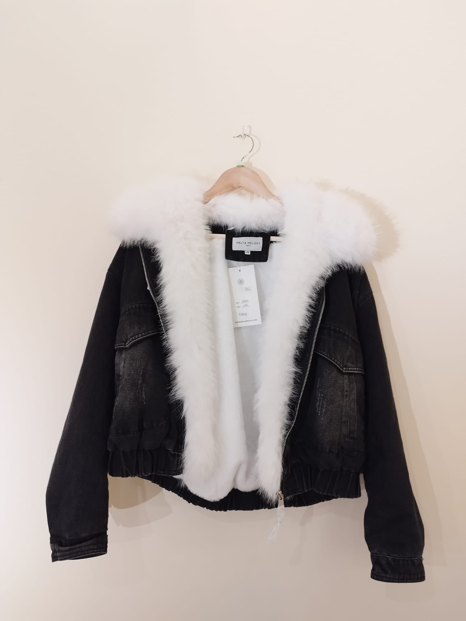 NEU - Melya Melody Paris - Jeansjacke mit abnehmbarem Pelz