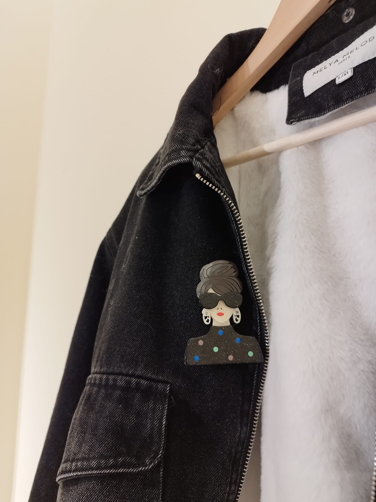 NEU - Melya Melody Paris - Jeansjacke mit abnehmbarem Pelz