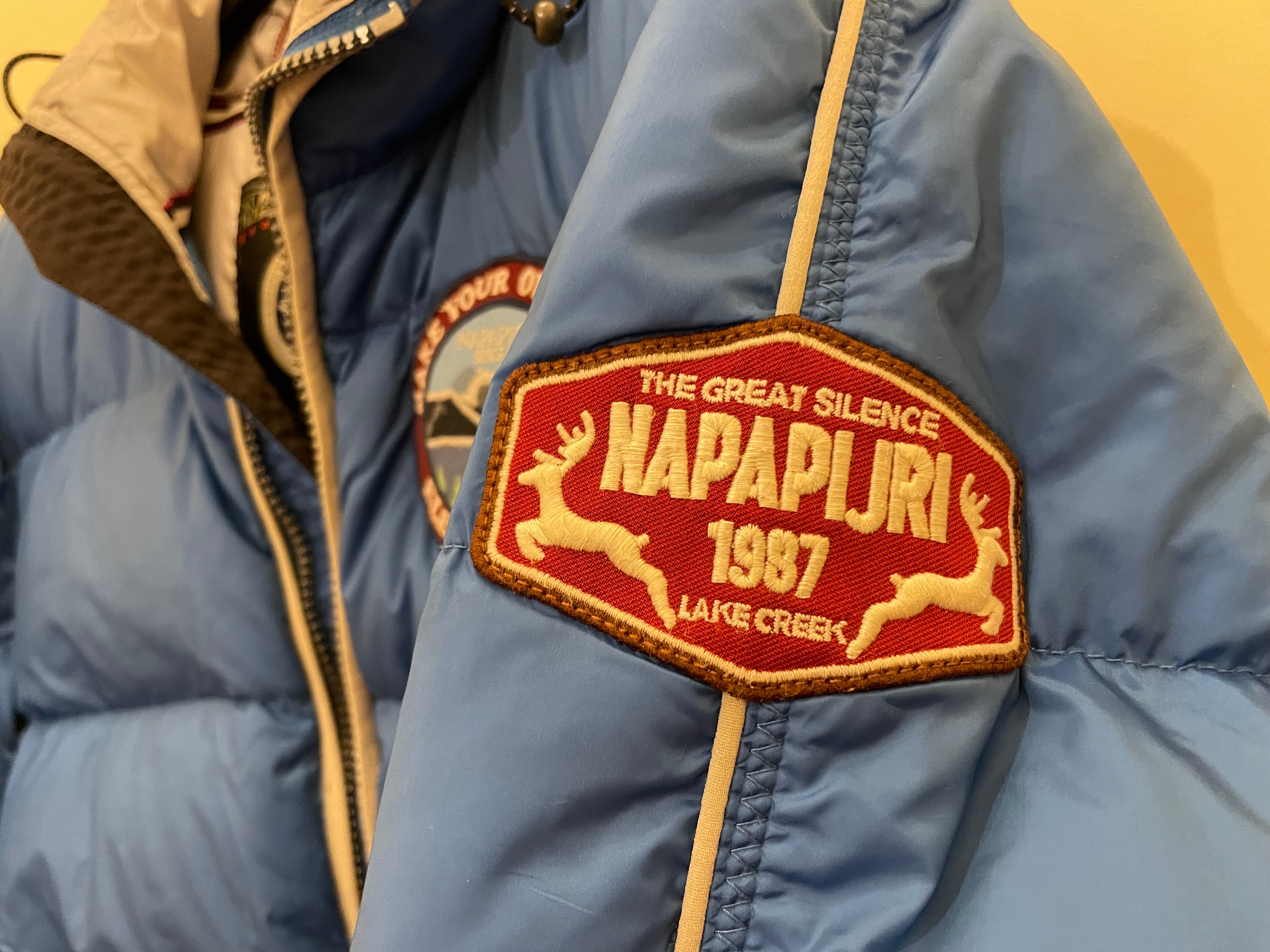 Napapijri Daunenjacke in Gr. 152/164 blau/silber