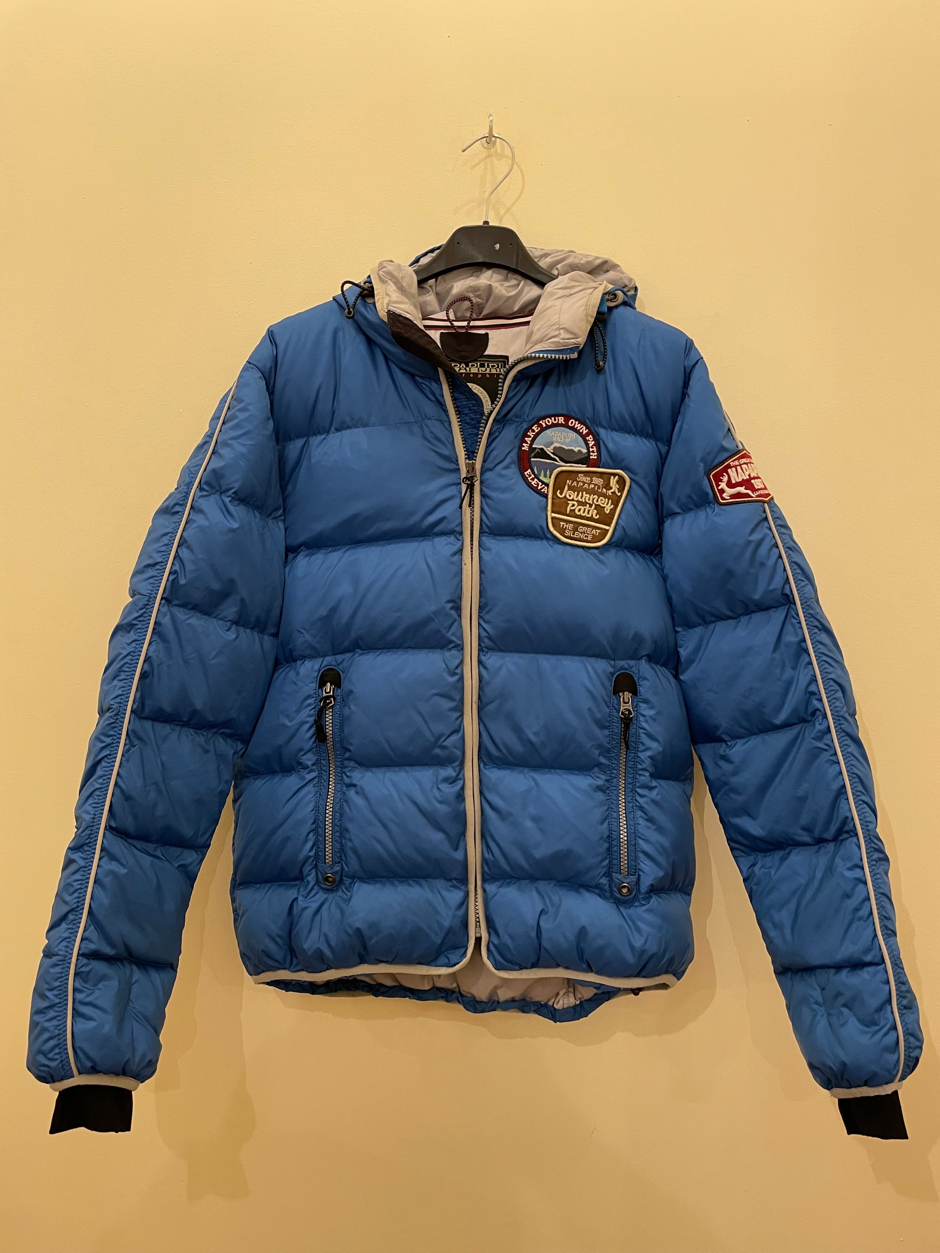 Napapijri Daunenjacke in Gr. 152/164 blau/silber