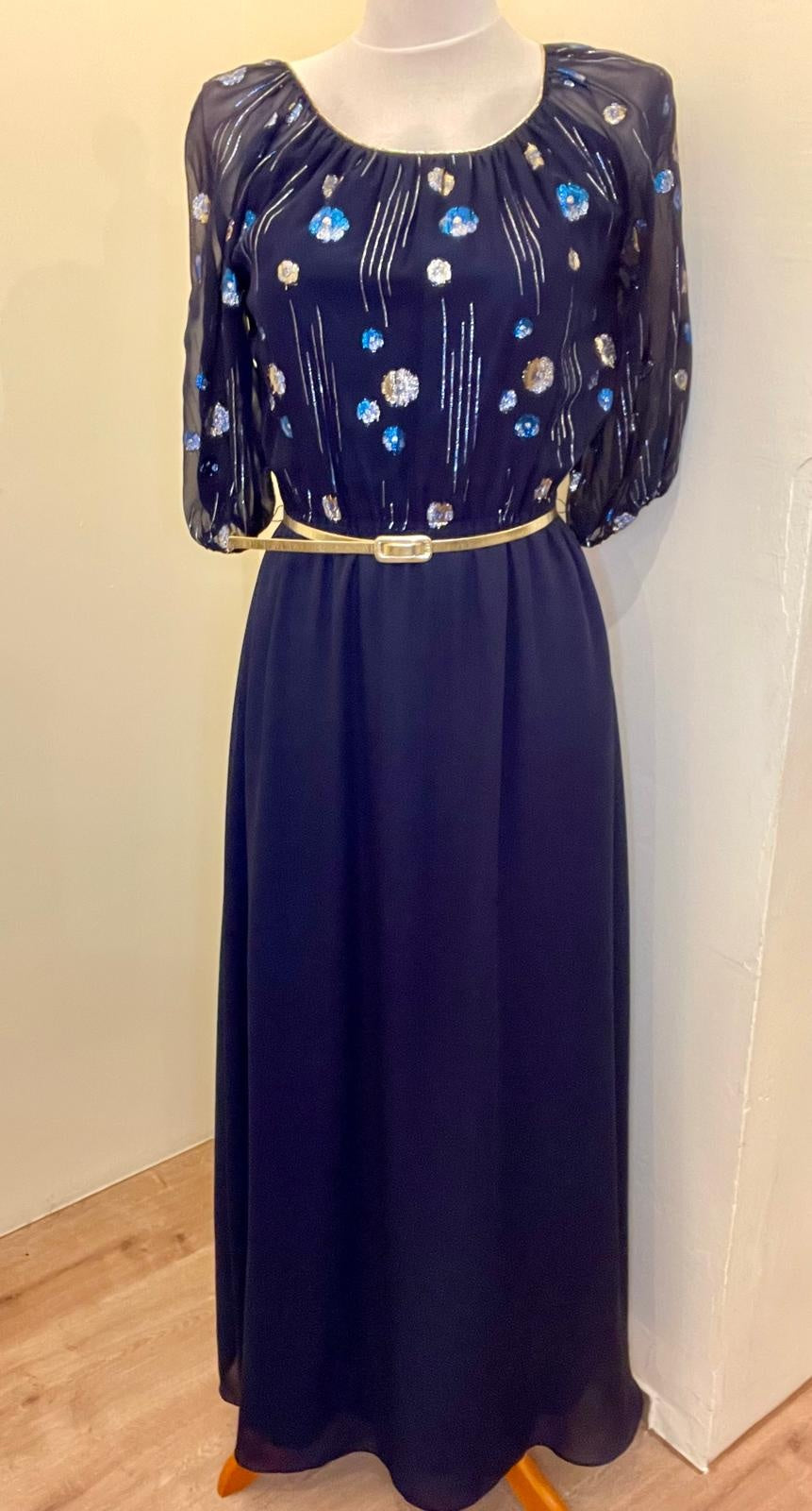 Vintage Kleid in Gr. 38 dunkelblau