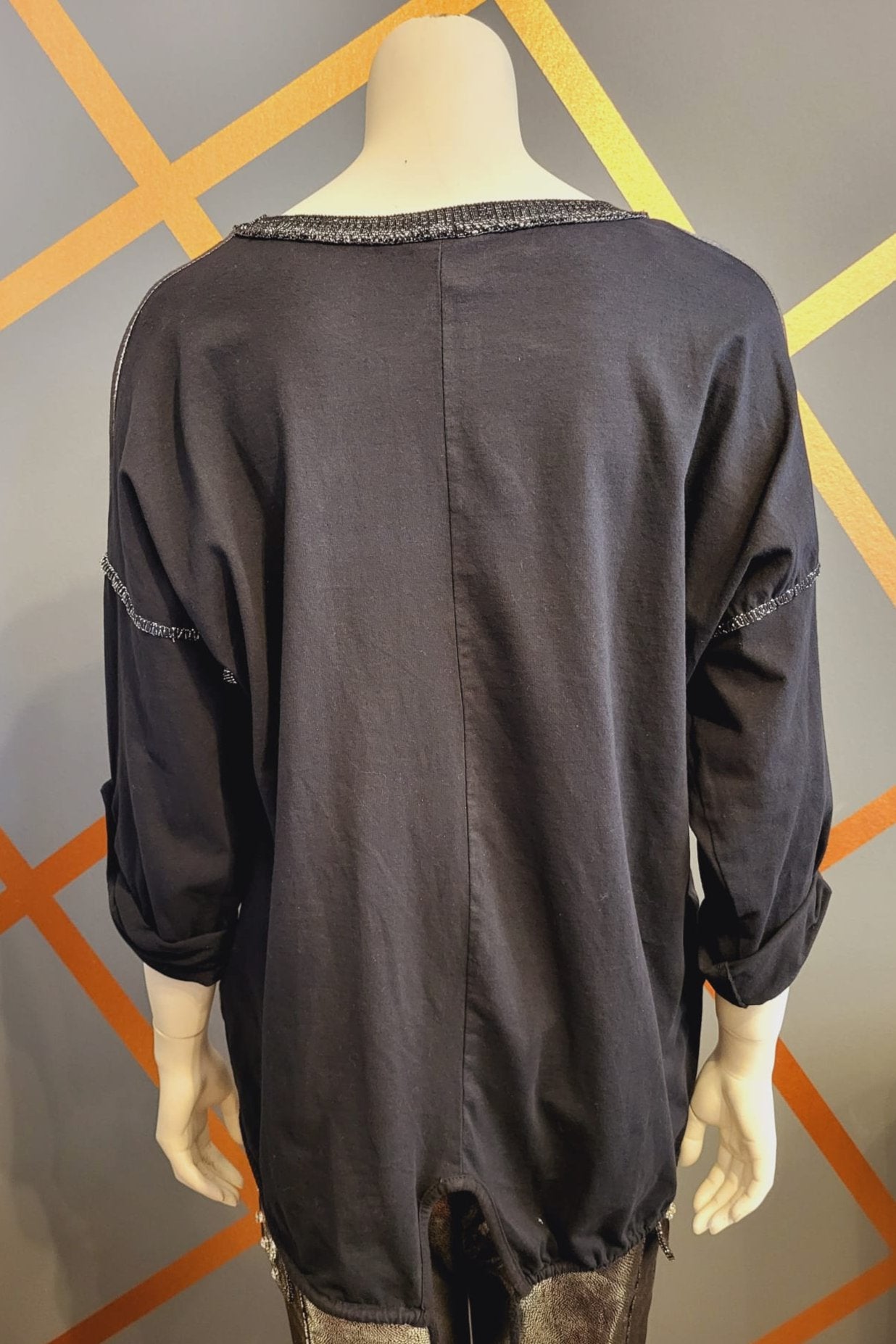 Metallic look Langarmshirt, made in Italy