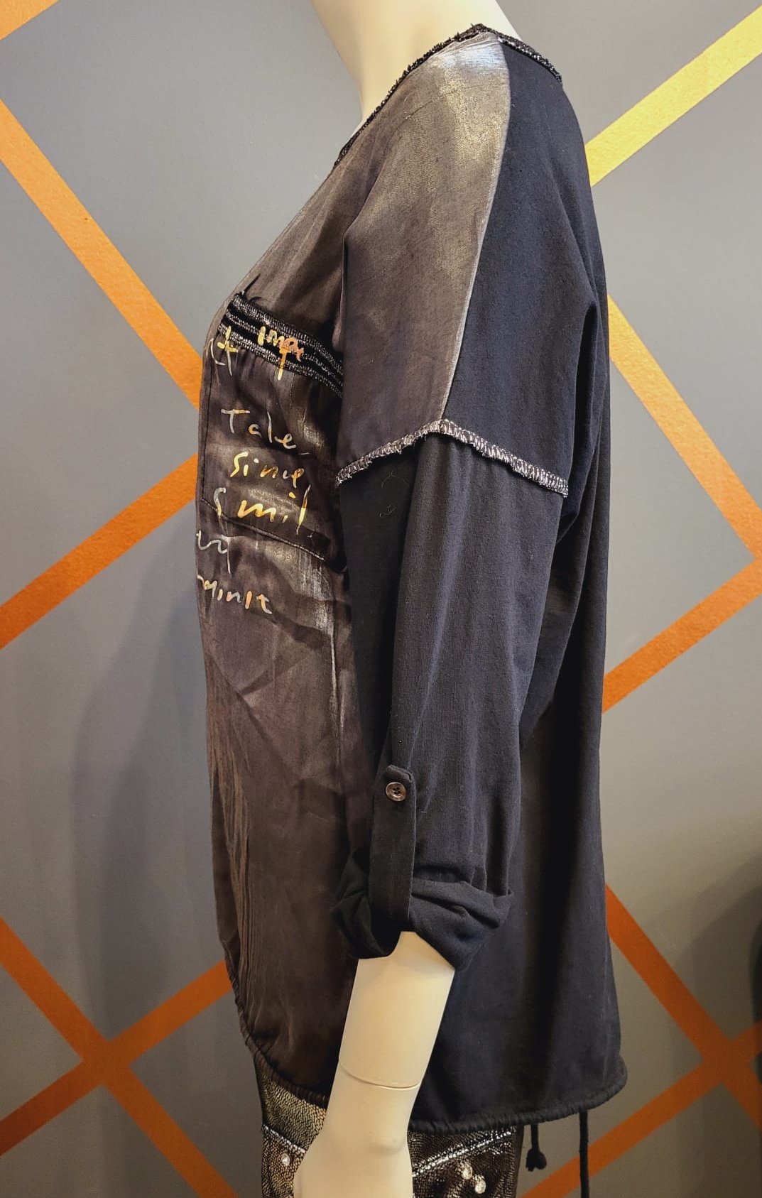 Metallic look Langarmshirt, made in Italy